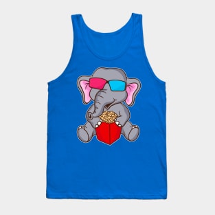 Cute Funny Elephant 3D Glasses Movie Popcorn Tank Top